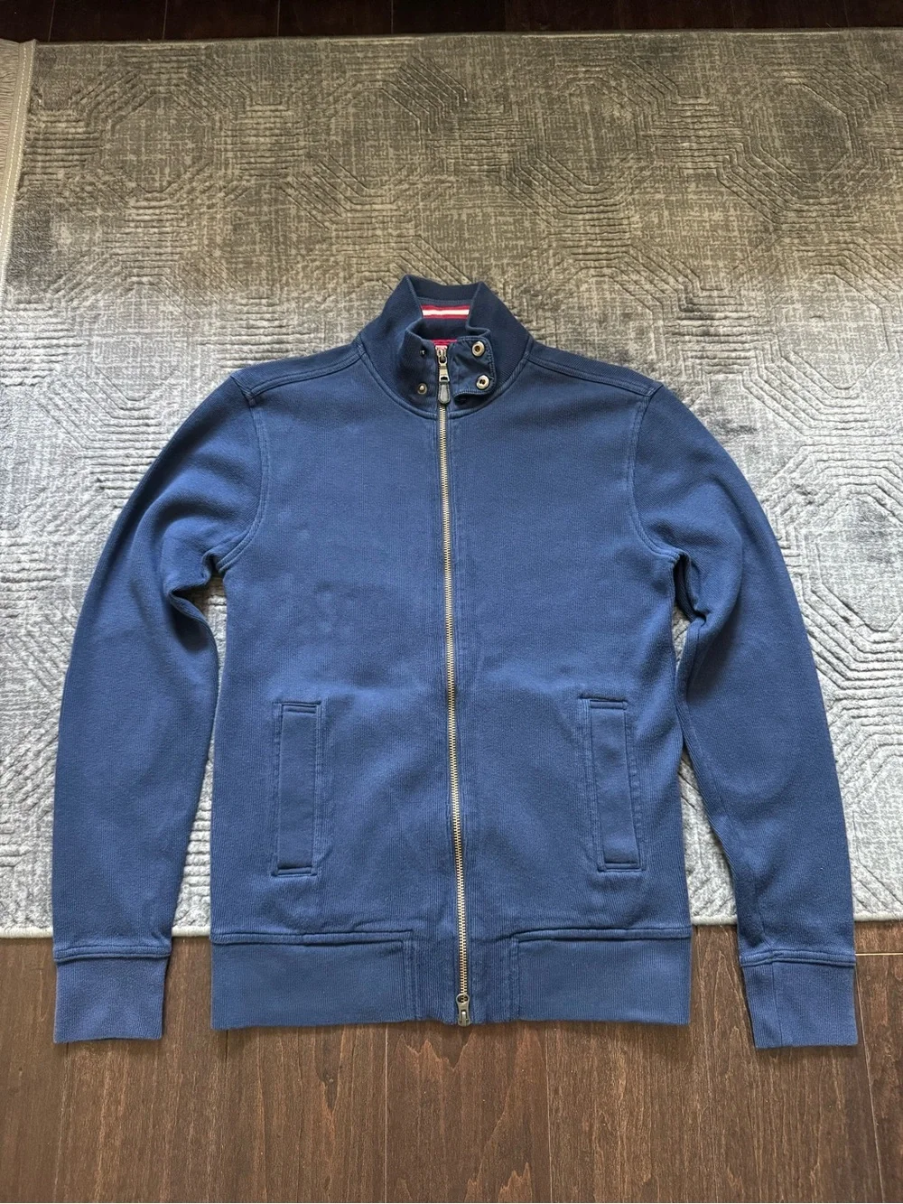 Banana Republic Men's Navy Full-Zip Stand Collar Sweater Jacket sz S fits XS
